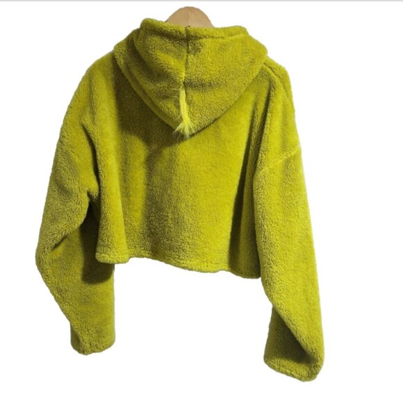 The Grinch Fleece Hoodie Crop Top Dr Seuss Size XL Green Big Grinch Face - Picture 2 of 13